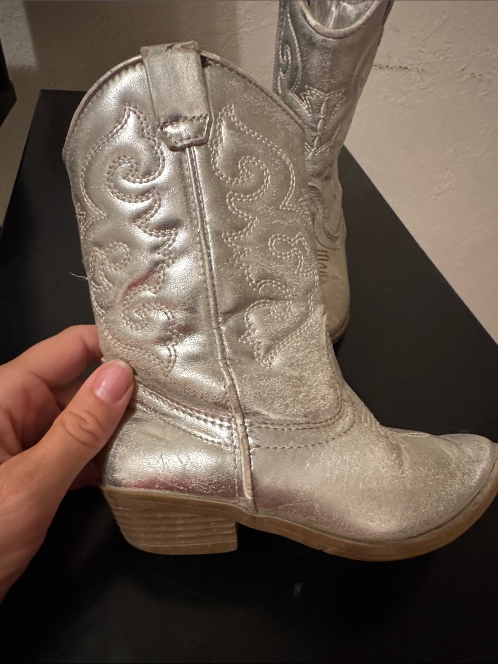 Girl’s Silver metallic Western Cowgirl Boots
